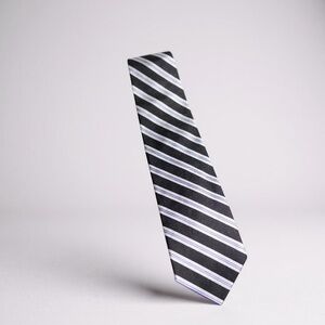 Jos. A. Bank Long Black and White Striped Tie 100% Silk NWT